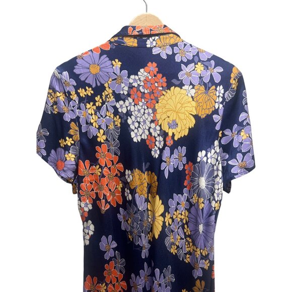 J. Crew NWT Short Sleeve Dusk Floral Prink Luster Crepe Slip Dress - Picture 9 of 10